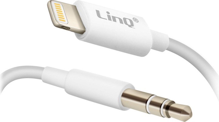 Actual product image LinQ White Lightning to 3.5mm jack audio adapter with remote control (Lightning, 3.5mm jack)