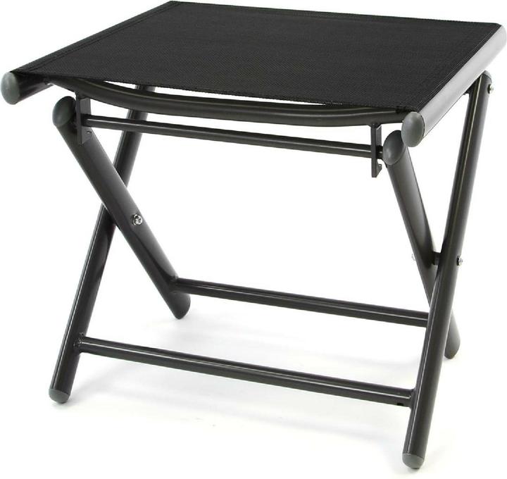 VCM Alu Hocker klappbar Sitzhocker - Textilene schwarz - Rahmen dunkelgrau - Camping