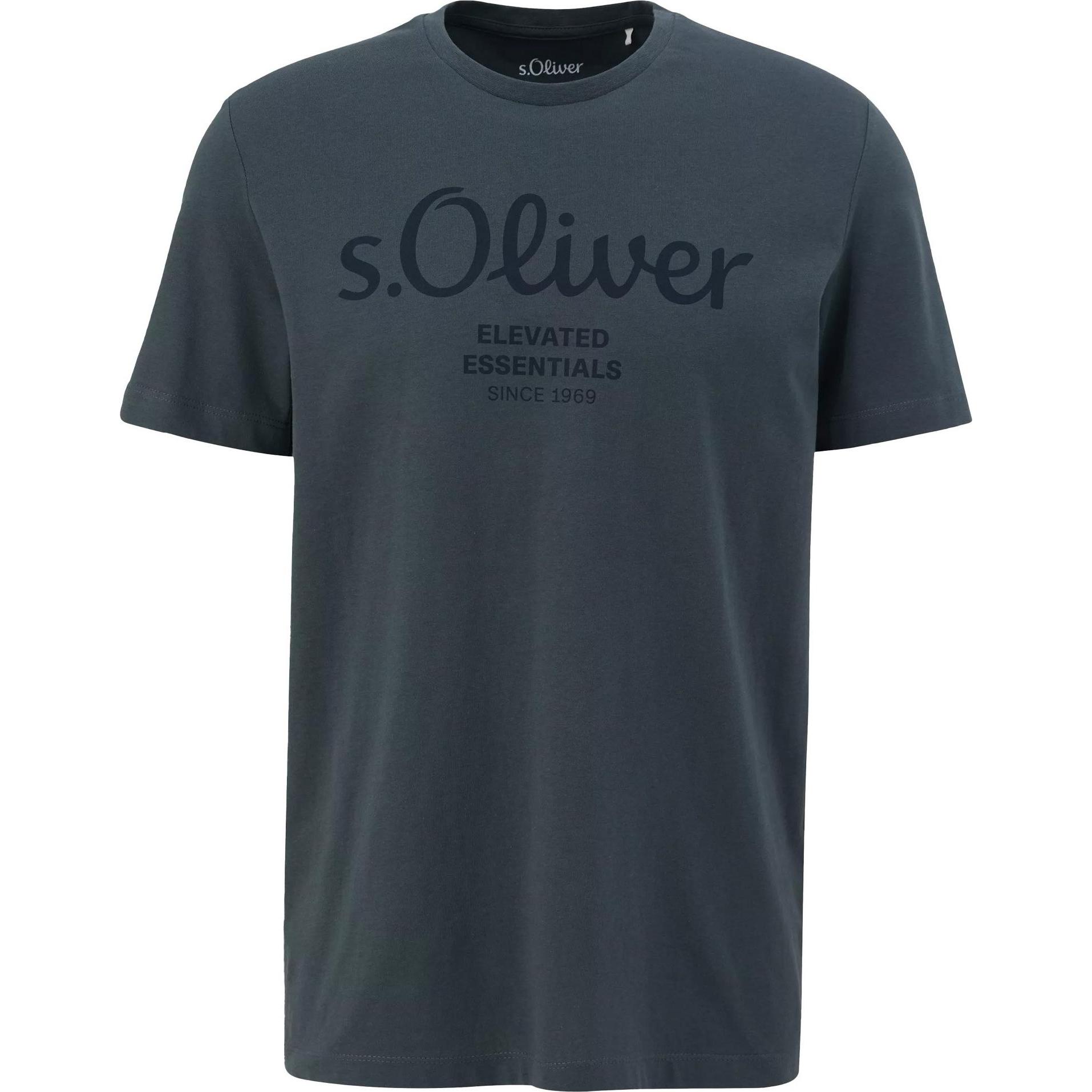 S.Oliver, Herren, Shirt, T-Shirt Casual Bequem sitzend Logo T-Shirt, Grau, (L)