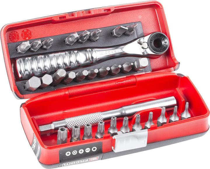 Actual product image Facom 31 piece set withcompact ratchetfor bits (Hexagon socket TX with hole M10, Hexagon socket TX With hole M15, Hexagon socket TX with hole M20, Hexagon socket TX With hole M25, Hexagon socket TX with hole M27, Hexagon socket TX with hole M30, Hexagon socket TX With hole M40)