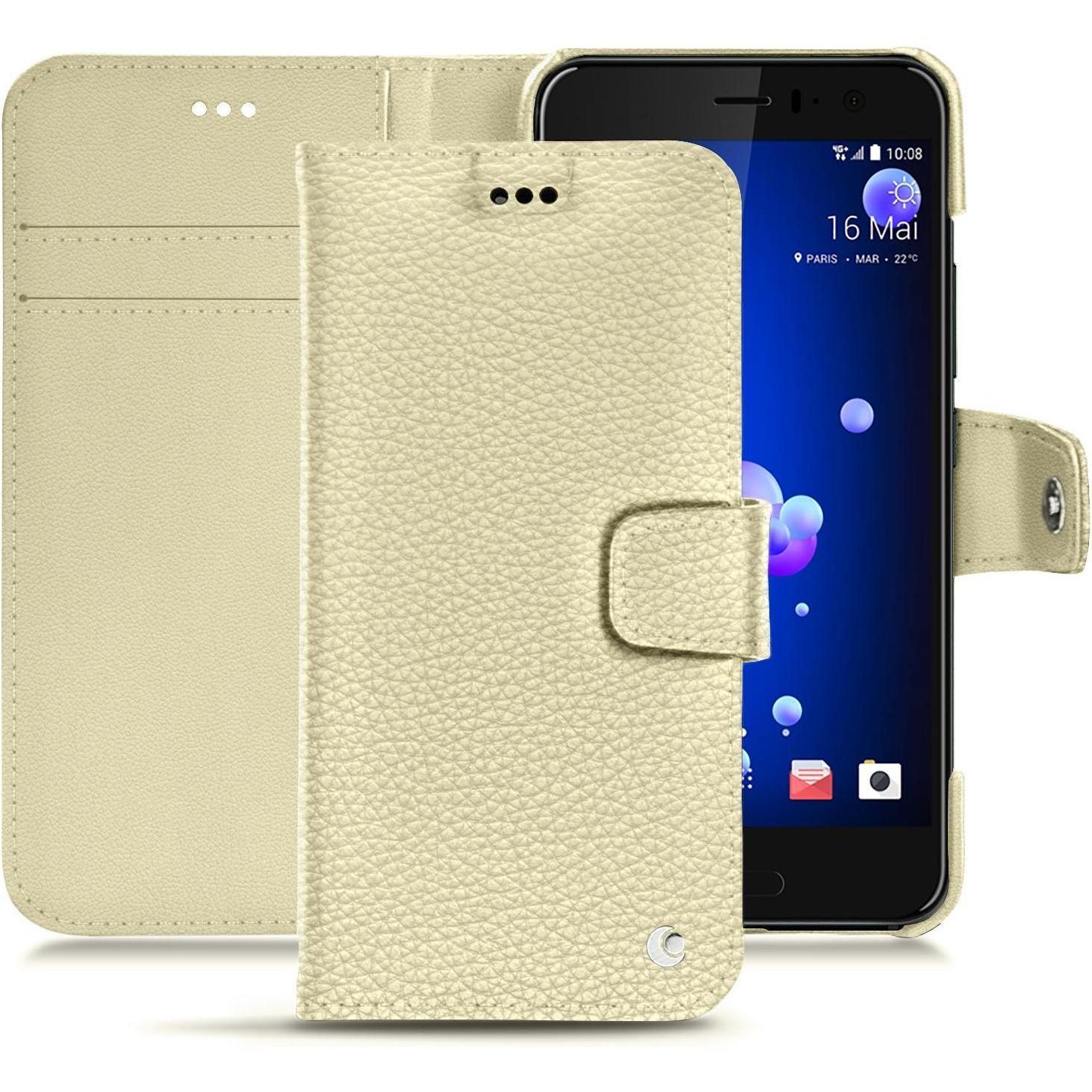 Noreve Lederschutzhülle Wallet (HTC U11), Smartphone Hülle, Weiss