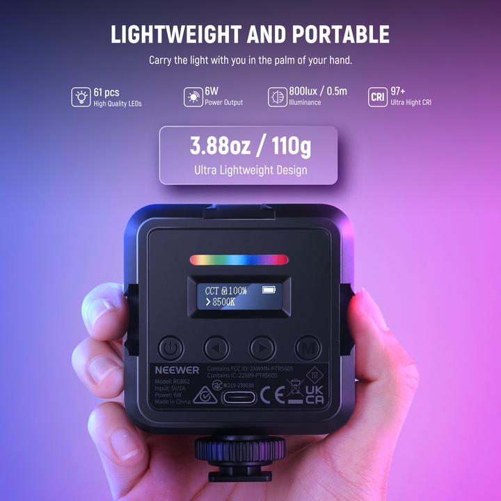 Actual product image Neewer RGB62 app LED video light (Video light)