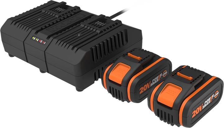 Worx batterisaet 20 V inkl. 2x4 Ah batteri og dobbeltlader (20 V)
