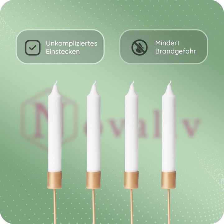 Produktbild Novaliv 8x Stabkerzenhalter gold I Kerzenpick 10 x 2,5 cm Kerzenhalter für Adventskranzdekoration I