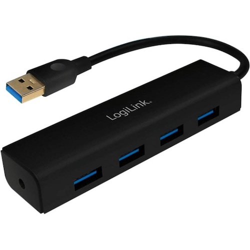 LogiLink USB 3.0-Hub 4-Port schwarz Buspowered (USB-A, 4 Ports), Dockingstation + USB Hub, Schwarz