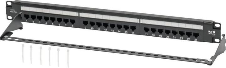 Image du produit Eaton Cat6 24-Port Patch Panel PoE+ Compliant 110/Crown 568A/B RJ45 Ethernet 1U Rack-Mount