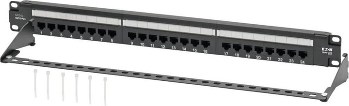 Produktbild Eaton Cat6 24-Port Patch Panel PoE+ Compliant 110/Krone 568A/B RJ45 Ethernet 1U Rack-Mount