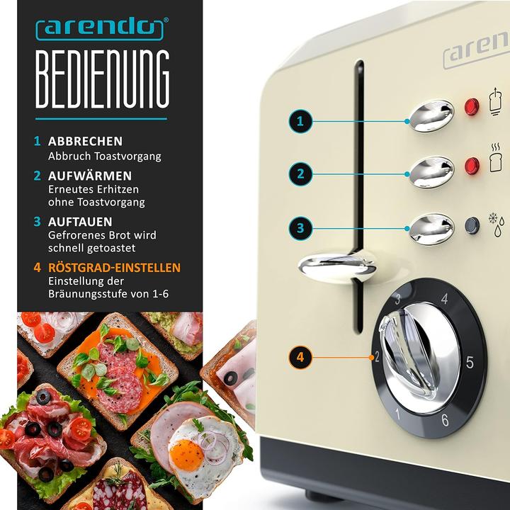 Produktbild Arendo Automatik Toaster 4 Scheiben in Beige