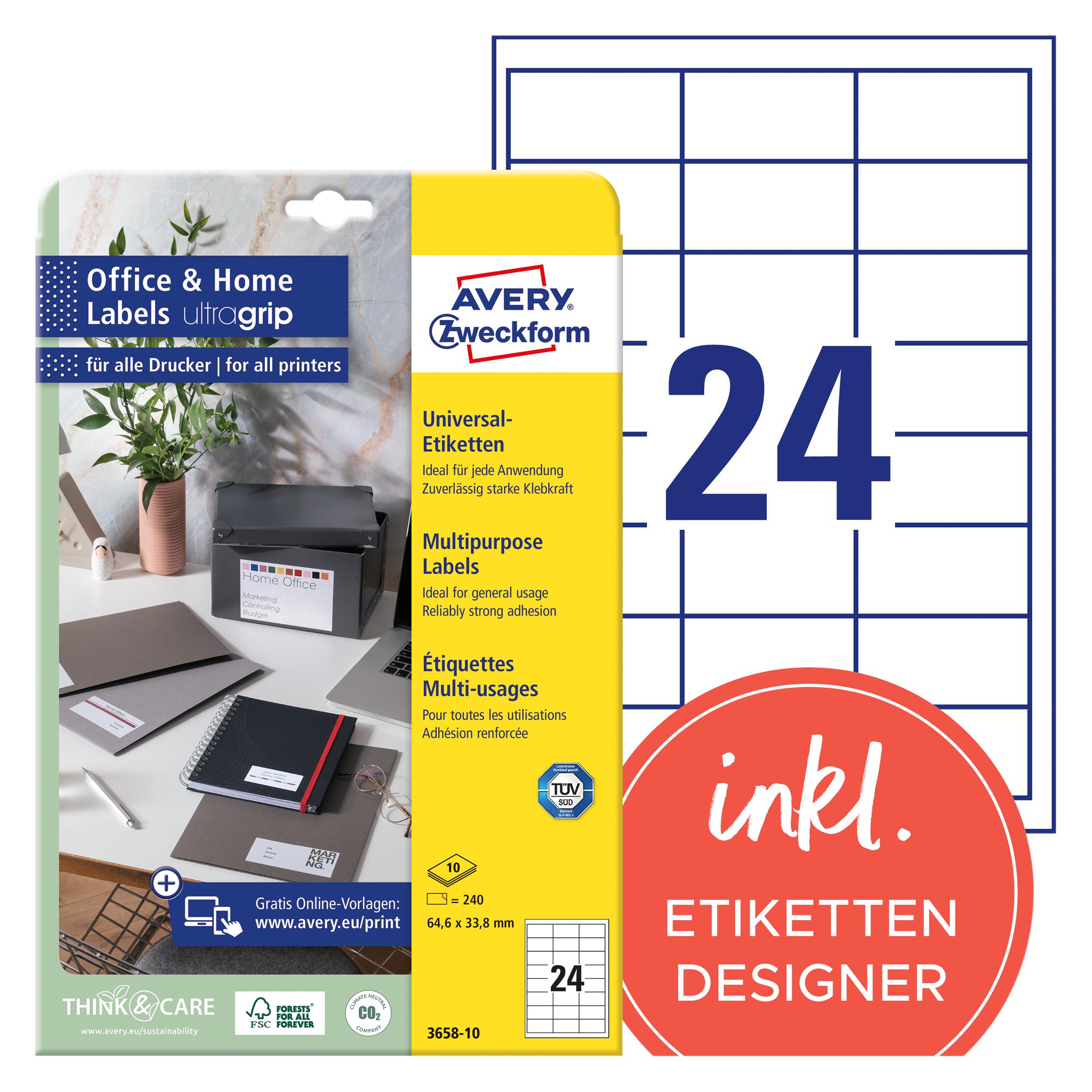 Avery Etiketten, Home Office, Kleinpackung (3658-10)