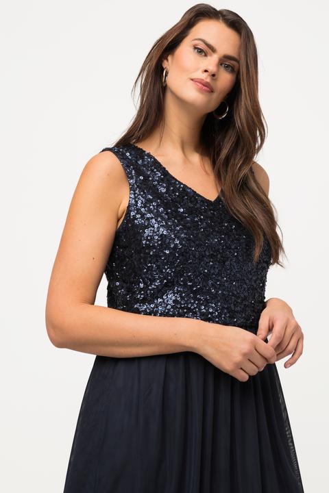 Immagine prodotto Ulla Popken Abito midi smanicato con paillettes e scollo a V (50, 52)
