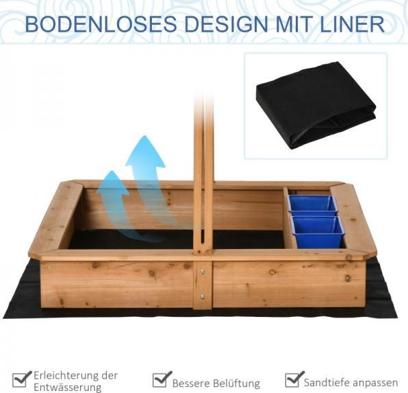 Image du produit Outsunny Bac à sable avec toit réglable en hauteur