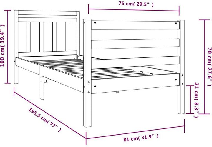 Image du produit vidaXL Bettrahmen (75 x 190 cm)
