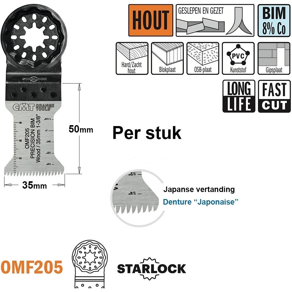 CMT, Lama, OMF205-X1 Multitool-Sägeblatt (japanische Zähne) für Holz 35 mm 1 Stück