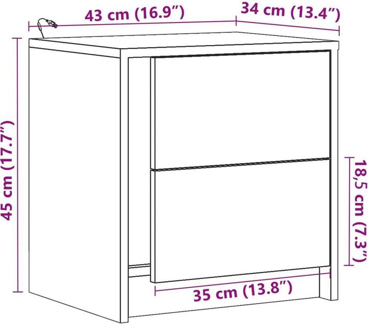 Actual product image vidaXL Nachttisch (43 x 34 x 45 cm)