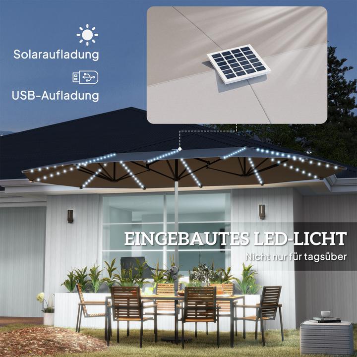 Immagine prodotto Outsunny Doppelsonnenschirm Polyester, Aluminium Dunkelgrau (2.67 m)