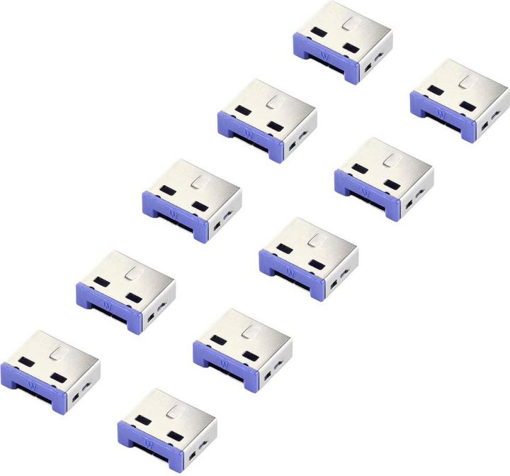 Actual product image Renkforce USB Port Lock RF-4695230 Set of 10 Silver-Blue RF-4695230