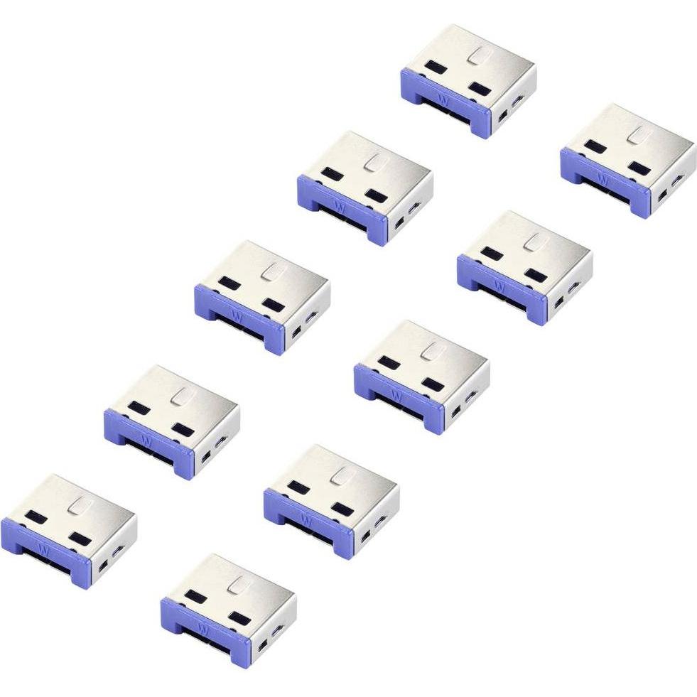 Renkforce USB Port Schloss RF-4695230 10er Set Silber-Blau RF-4695230, Notebook Security, Silber