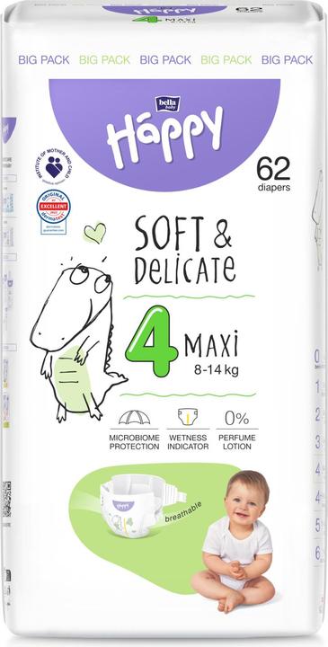 happy Baby Maxi 4 8-14kg Babywindeln, 62 Stück (Gr. 4, 186 Stück)