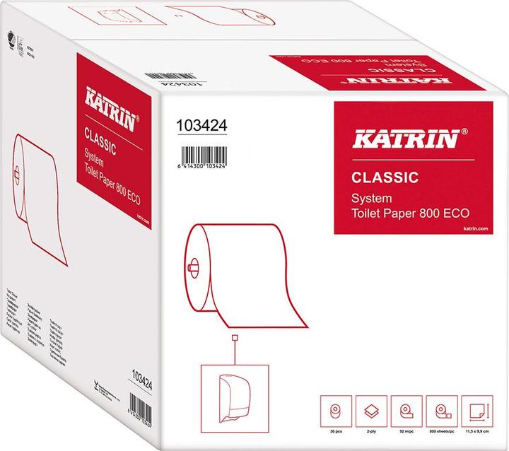 Produktbild Katrin Toilettenpapier Classic System ECO 2-lagig Tissue weiss Karton mit 36 R... (36 x)