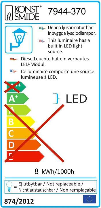 Label énergétique Konstsmide Massa (800 lm, IP54)