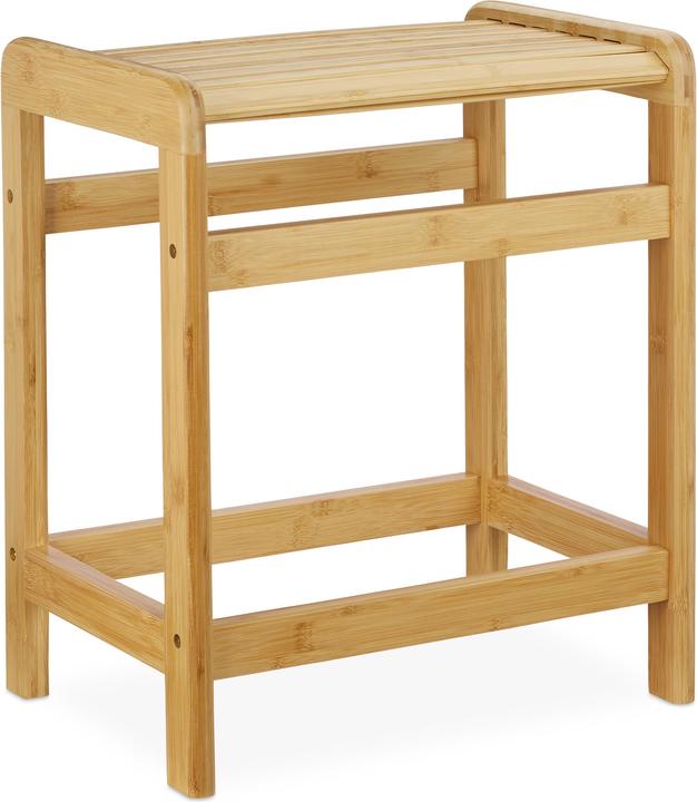 Actual product image Relaxdays Bamboo Bathroom Stool