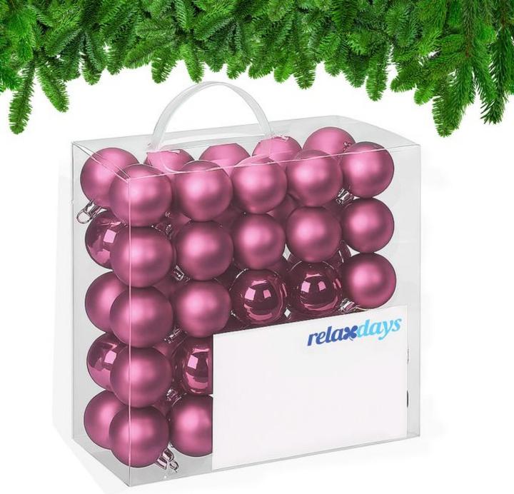 Produktbild Relaxdays - Weihnachtskugeln 50er Set, Rosa/ Silber, 7 x 6 cm (50 x)