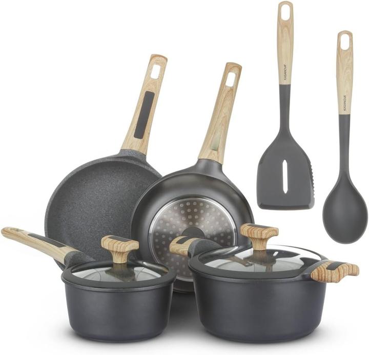 Produktbild Kasanova Evolution Pannenset mit Antihaftbeschichtung, 8-teilig, für Induktion und alle Herdarten (Pfannenset + Topfset, Aluminium, Edelstahl)