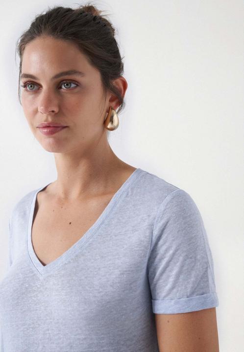 Image du produit Salsa Jeans T-shirts Linen V-Neck T-shirt (L)