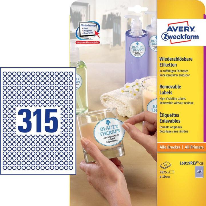 Actual product image Avery Round labels, removable