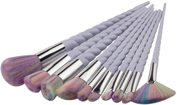 Actual product image PhoneLook Brush Set Twisted Unicorn 10 pieces Makeup Brushes Brushes rainbow colours (Set)