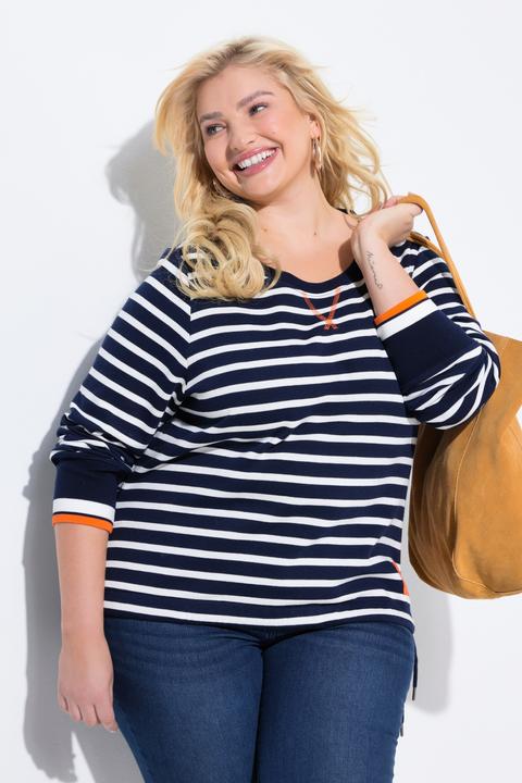 Actual product image Ulla Popken Striped Drawstring Hem Sweatshirt (50, 52)