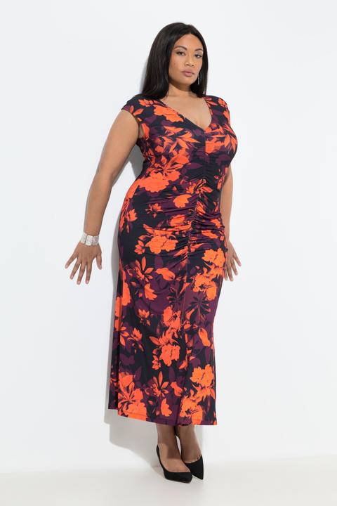 Image du produit Ulla Popken Robe maxi en jersey, coupe Slim et drapé devant (48)