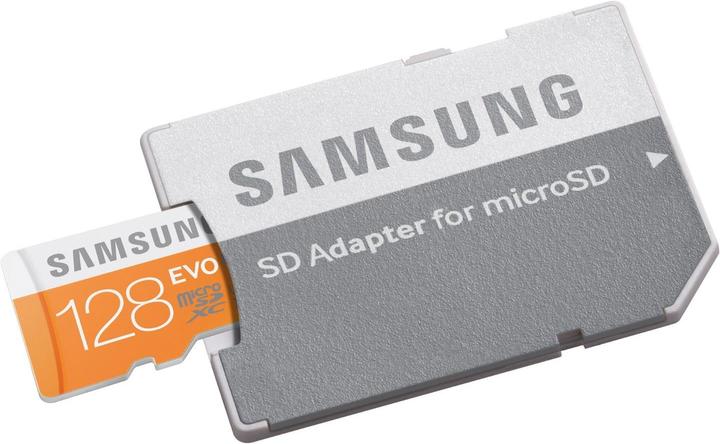 Actual product image Samsung EVO microSDXC with adapter (128 GB, microSDXC, U1, UHS-I)