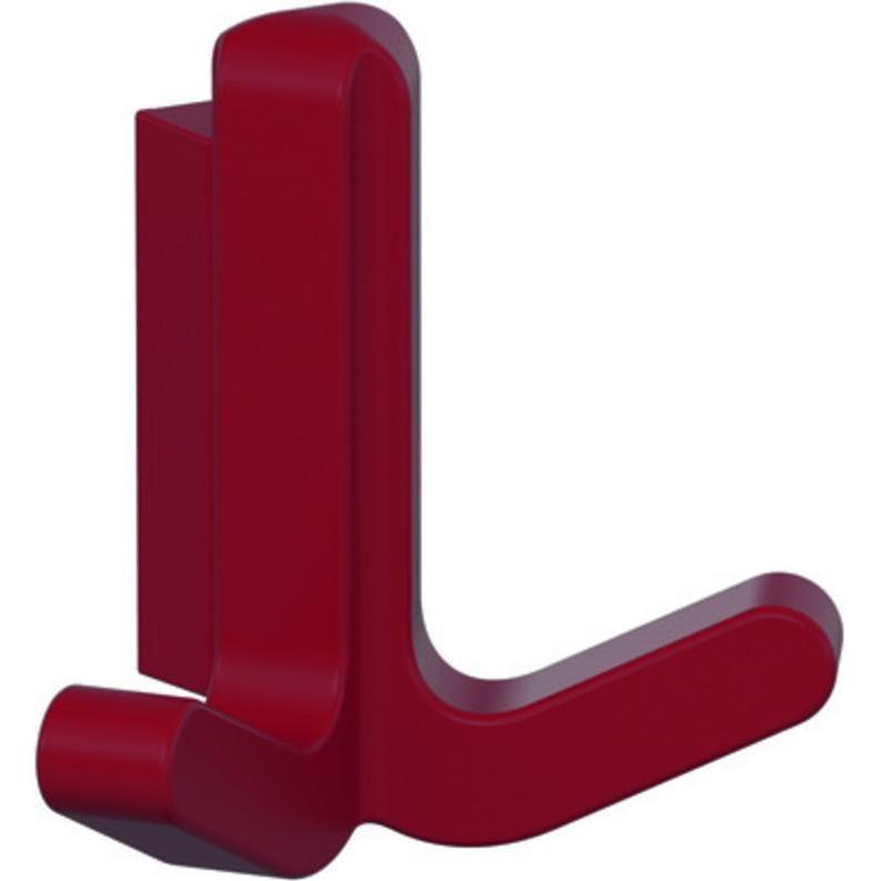 Hewi, Garderobe + Kleiderhaken, Doppelhaken Serie 477 matt, elastisch Kunststoff (TPU) 33 rubinrot Höhe 69 mm