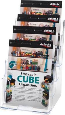 Image du produit Deflecto Porte-brochures, DIN A5 vertical, 4 compartiments, transparent (A5)