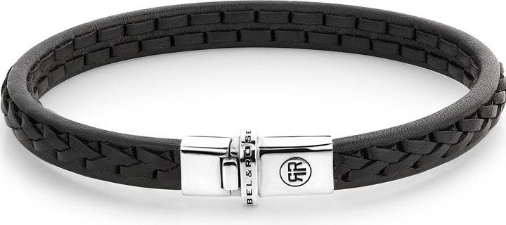 Immagine prodotto Rebel & Rose Bracciale a filo singolo RR-L0142-S-L Uomo (19 cm, Argento 925, Pelle di vitello)