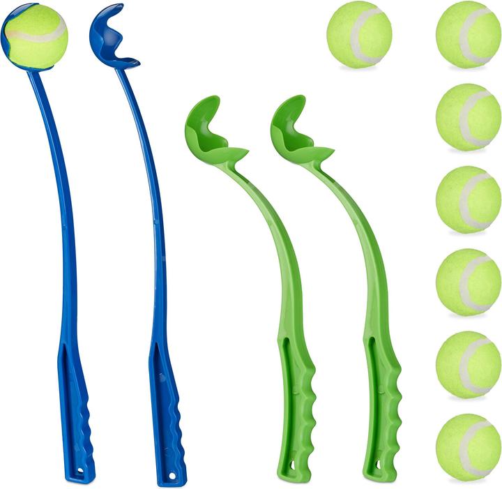 Relaxdays 12-piece ball slingshot set (Ball toy dog)