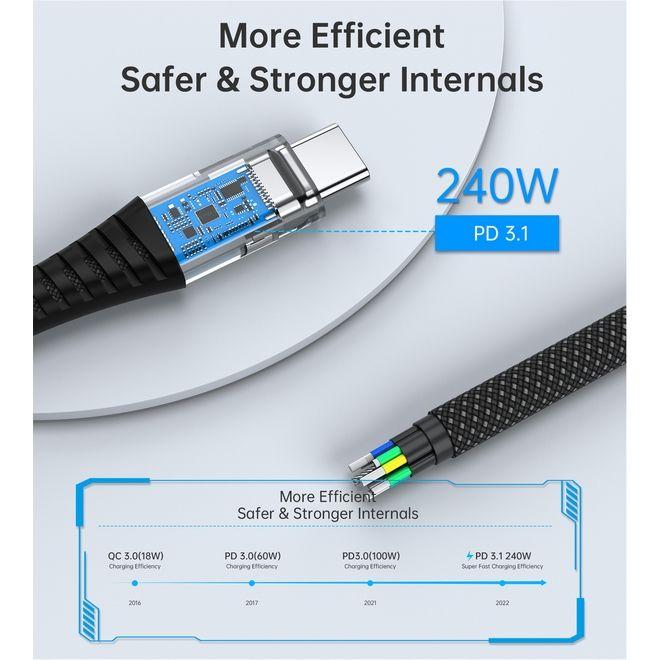 Image du produit Choetech XCC-1051 Câble USB-C vers USB-C, PD 240W 1.8m (noir) (1.80 m, USB 3.1, 240 W)