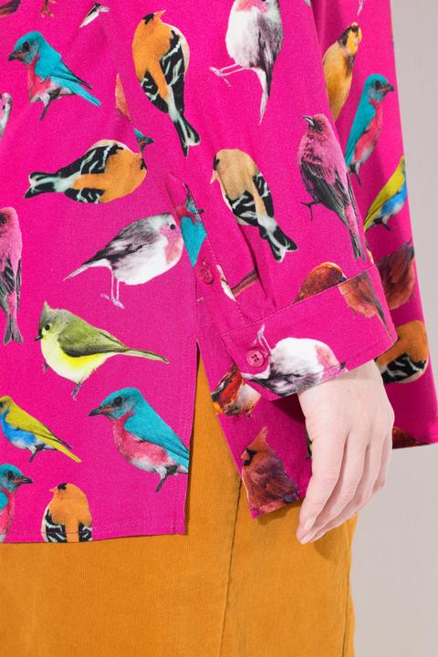 Produktbild Ulla Popken Hemdbluse, Vögel, Hemdkragen, Langarm (42, 44)