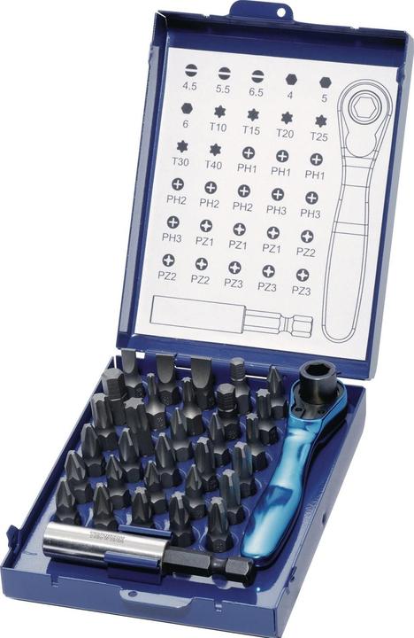 Image du produit Tecwerk Assortiment d'embouts 32 pièces fente/PH/PZD/T/6 pans/cliquets à embout (Clé Allen, Fente de vis)