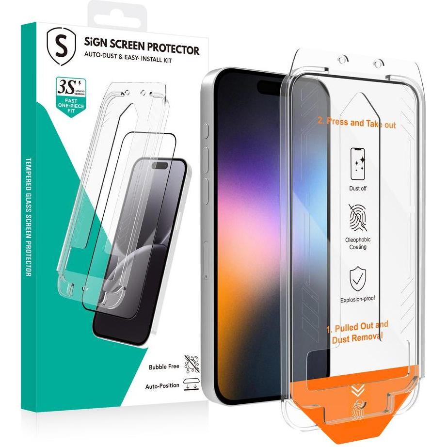 SIGN Screen Protector for iPhone 17 Pro Max with dust free applicator (Apple iPhone 17 Pro Max), Pellicola protettiva smartphone