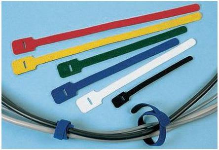 Actual product image RS PRO Cable ties with Velcro fastener 225 x 25mm polyamide 6.6 yellow (Velcro cable ties, 275 mm)