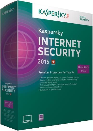 Kaspersky Internet Security 2015 3 licences SWISS EDITION (3 Utilisateur, 12 mois)