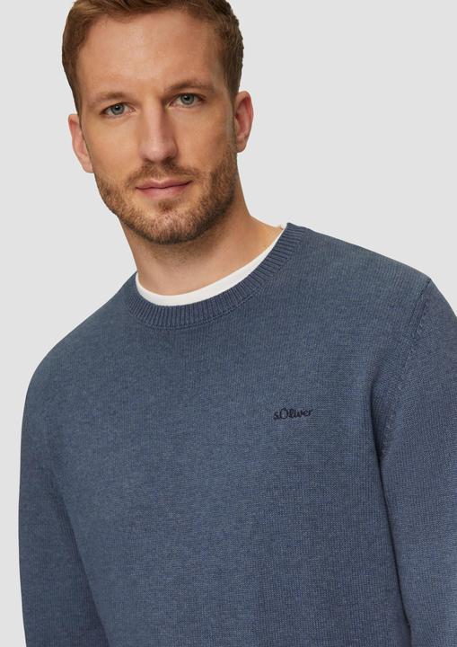 Produktbild s.Oliver Strickpullover Wärmender Baumwollpullover mit Logo-Stickerei (M)