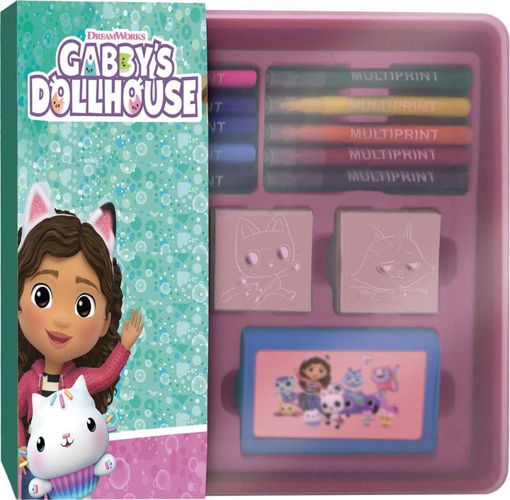 Image du produit Multiprint Gabby's Dollhouse Set de tampons et de feutres dans une boîte de rangement