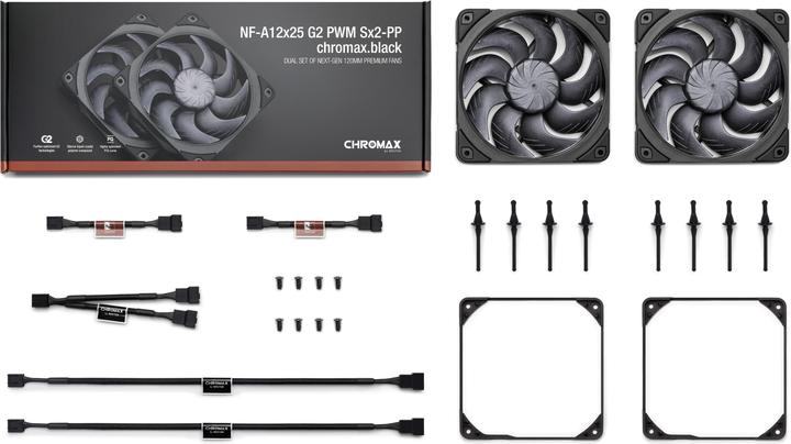 Produktbild Noctua NF-A12x25 G2 PWM Sx2-PP chromax.black (120 mm, 2x)