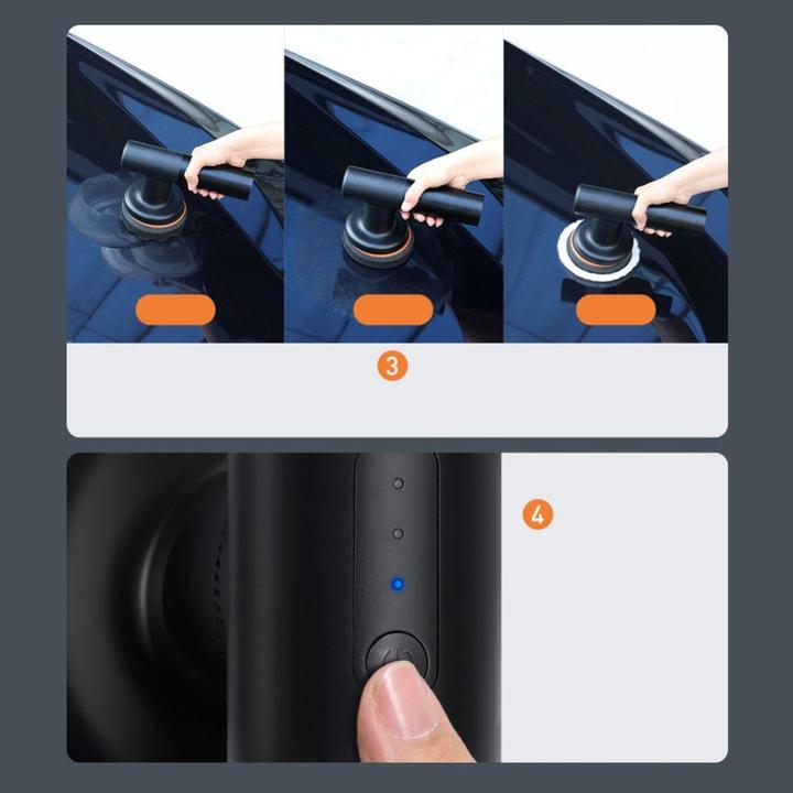 Actual product image Baseus New Power Cordless Electric Polisher Black(Include: flat foam pad*1+waffle foam polishing pad*1+poli (Eccentric polisher, 30 W)