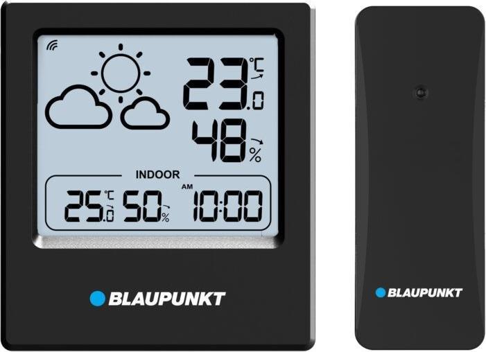 Actual product image Blaupunkt WS10BK black / weather station / outdoor thermometer / clock / LCD display