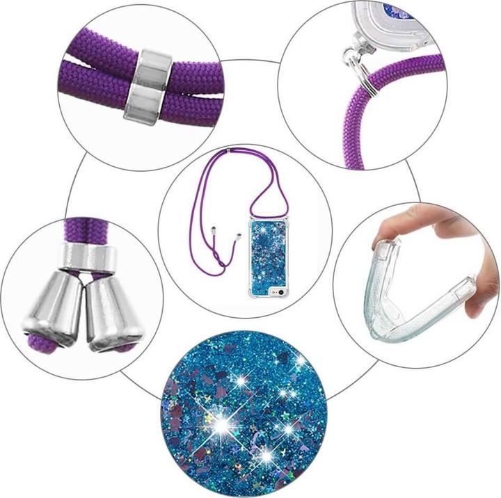 Immagine prodotto Cover-Discount iPhone SE / 8 / 7 - custodia glitterata con cordino blu (Apple iPhone 7, Apple iPhone 8)