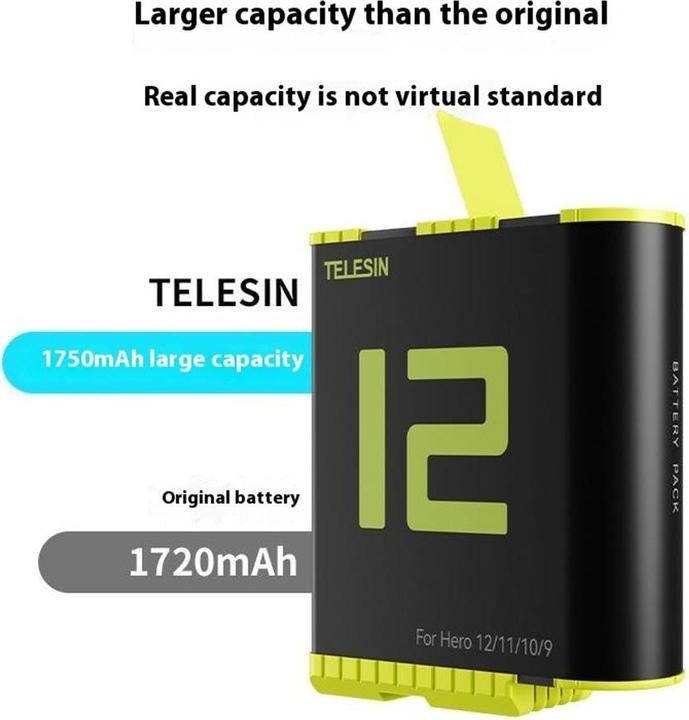 Produktbild Telesin GP-BTR-901-B (GoPro Hero 11, GoPro Hero 9, GoPro Hero 12, GoPro Hero 10)